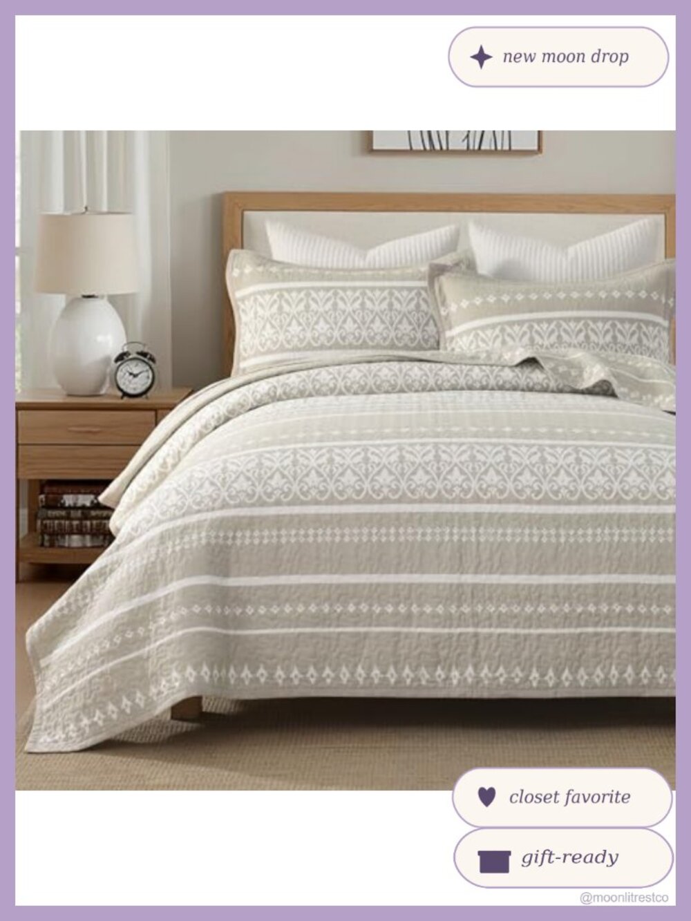 100% Cotton Boho Striped Quilt Set King 3 Piece Geometric Bedding